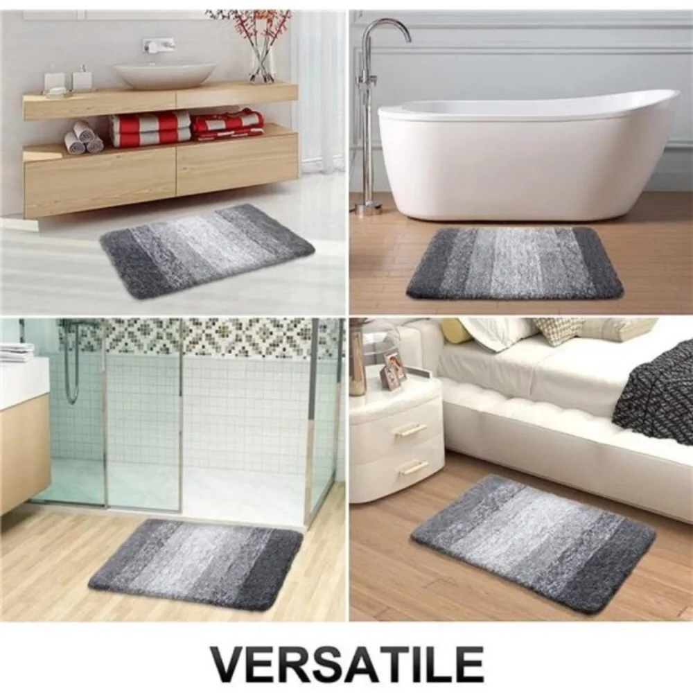 Soft and Absorbent Microfiber Bath Mat Gray NWT